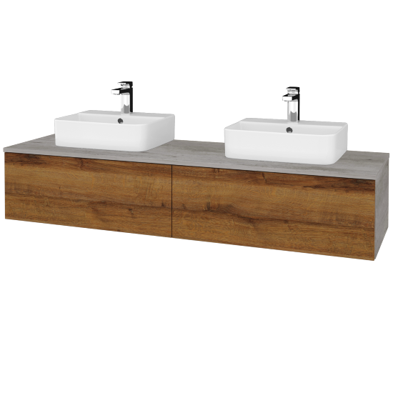 Umyvadlová skříňka MODULE SZZ12 160 umyvadlo Joy 3 - D01 Beton - D27 Cognac - Ne
