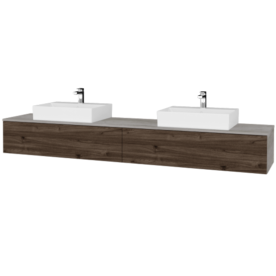 Umyvadlová skříňka MODULE SZZ12 240 umyvadlo Kube - D01 Beton - D25 Teak - Ne