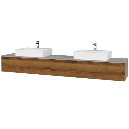 Umyvadlová skříňka MODULE SZZ12 240 umyvadlo Kube - D01 Beton - D27 Cognac - Ne