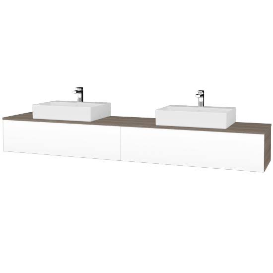 Umyvadlová skříňka MODULE SZZ12 240 umyvadlo Kube - D03 Cafe - L01 Bílá vysoký lesk - Ne