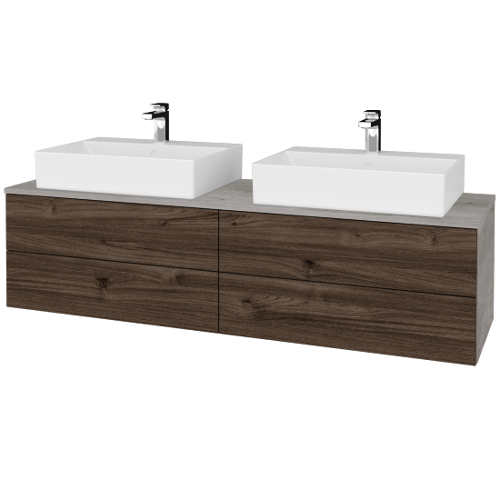 Umyvadlová skříňka MODULE SZZ4 160 umyvadlo Kube - D01 Beton - D25 Teak - Ne