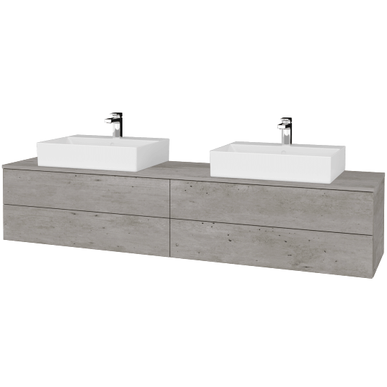 Umyvadlová skříňka MODULE SZZ4 200 umyvadlo Kube - D01 Beton - D01 Beton