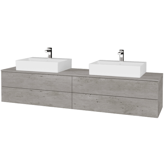 Umyvadlová skříňka MODULE SZZ4 200 umyvadlo Kube - D01 Beton - D01 Beton - Ne