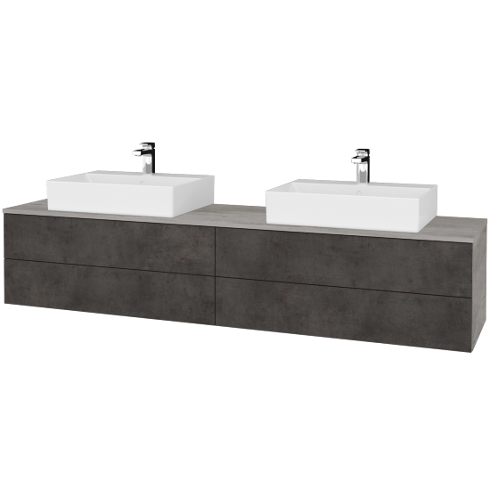 Umyvadlová skříňka MODULE SZZ4 200 umyvadlo Kube - D01 Beton - D16 Beton tmavý - Ne