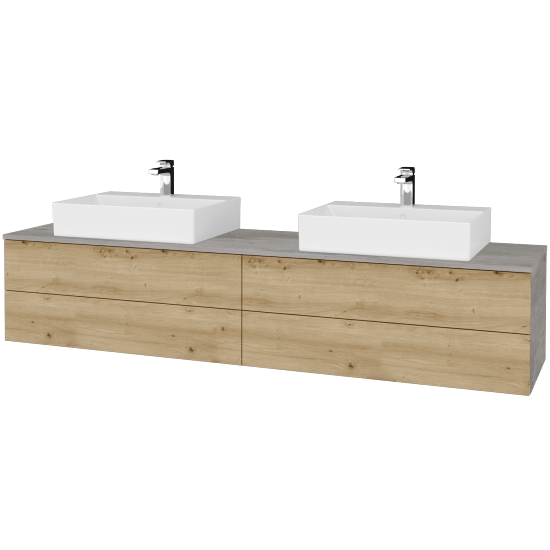 Umyvadlová skříňka MODULE SZZ4 200 umyvadlo Kube - D01 Beton - D22 Karamel - Ne