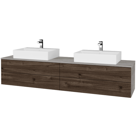 Umyvadlová skříňka MODULE SZZ4 200 umyvadlo Kube - D01 Beton - D25 Teak - Ne