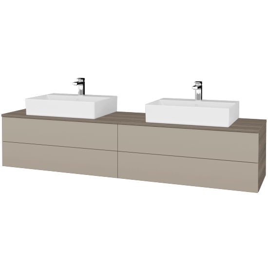 Waschtischunterschrank JOCKAM SZZ4 200 (Waschtisch Kube)  - D03 Cafe - L04 Taupe Lack Hochglanz - Nein