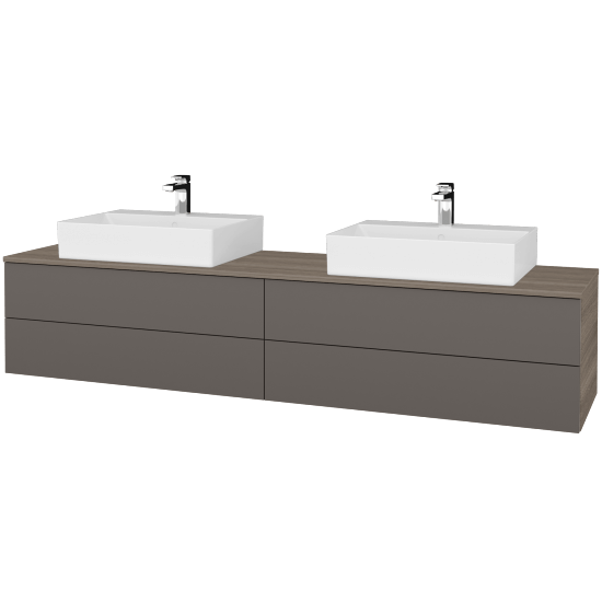 Umyvadlová skříňka MODULE SZZ4 200 umyvadlo Kube - D03 Cafe - N06 Lava - Ne