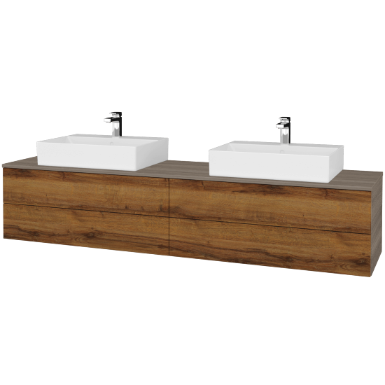 Umyvadlová skříňka MODULE SZZ4 200 umyvadlo Kube - D03 Cafe - D27 Cognac - Ne