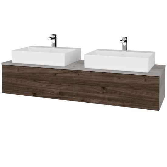Umyvadlová skříňka MODULE SZZ12 160 umyvadlo Kube - D01 Beton - D25 Teak - Ne