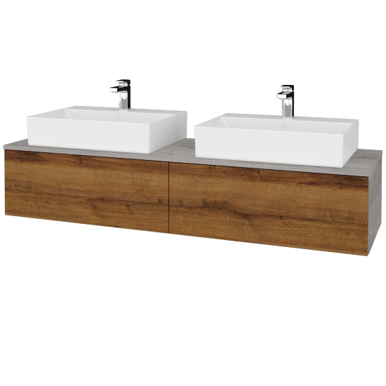 Umyvadlová skříňka MODULE SZZ12 160 umyvadlo Kube - D01 Beton - D27 Cognac - Ne