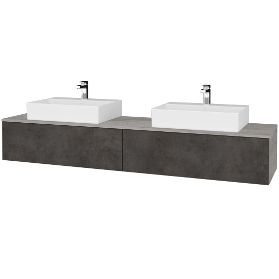 Umyvadlová skříňka MODULE SZZ12 200 umyvadlo Kube - D01 Beton - D16 Beton tmavý - Ne