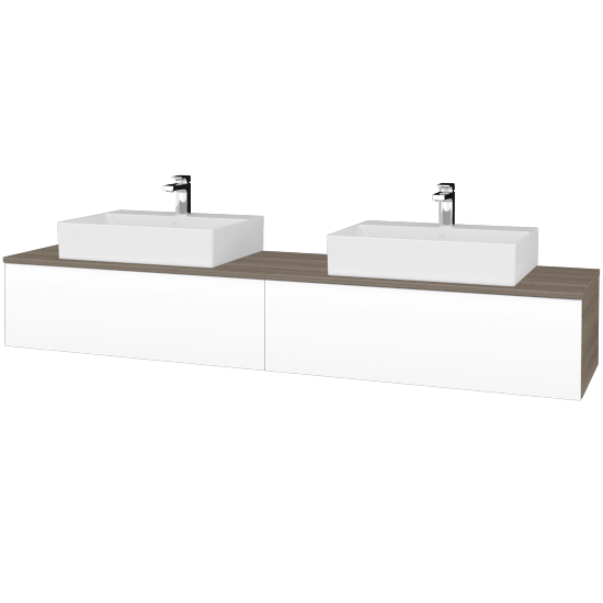 Umyvadlová skříňka MODULE SZZ12 200 umyvadlo Kube - D03 Cafe - L01 Bílá vysoký lesk - Ne