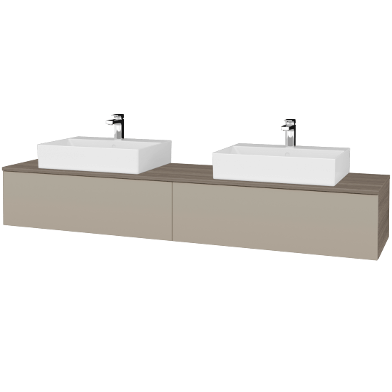 Waschtischunterschrank JOCKAM SZZ12 200 (Waschtisch Kube)  - D03 Cafe - L04 Taupe Lack Hochglanz - Nein