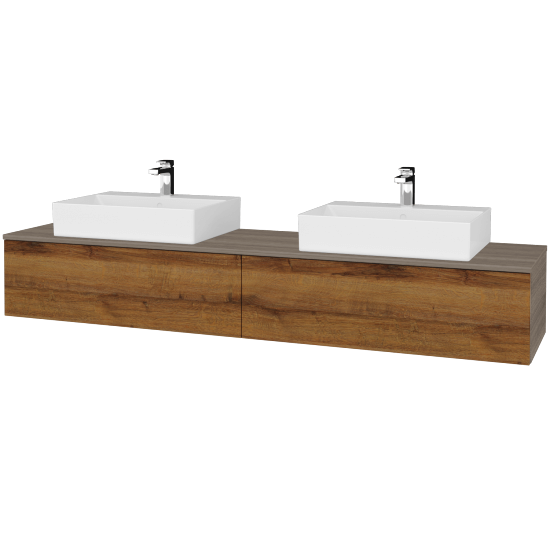 Umyvadlová skříňka MODULE SZZ12 200 umyvadlo Kube - D03 Cafe - D27 Cognac - Ne