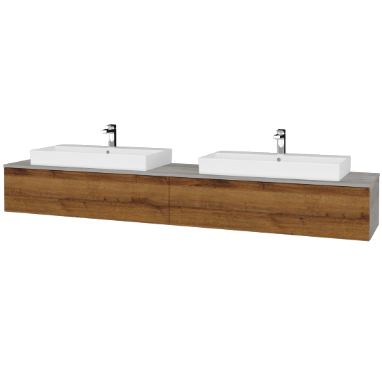 Umyvadlová skříňka MODULE SZZ12 240 umyvadlo Glance - D01 Beton - D27 Cognac - Ne