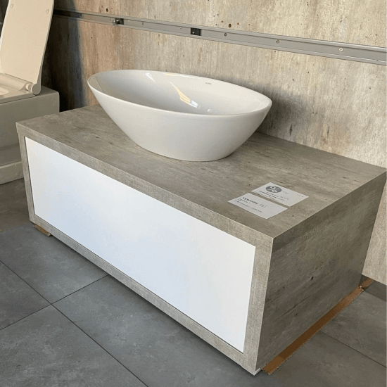 Výprodej 445 - umyvadlová skříňka STORM SZZ 100 - D01 Beton/M01 Bílá mat + um. Triumph 60  - 