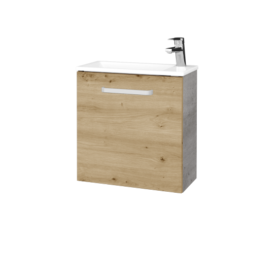 Umyvadlová skříňka HOST SZD 50  - D01 Beton - Úchytka T01 - D22 Karamel - Levé