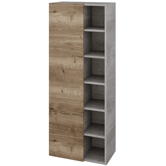 Vysoká koupelnová skříň DOS SVDO6 60  - D01 Beton - D21 Tobacco - Levé