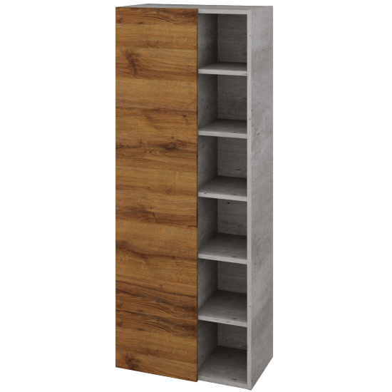 Vysoká koupelnová skříň DOS SVDO6 60  - D01 Beton - D27 Cognac - Levé