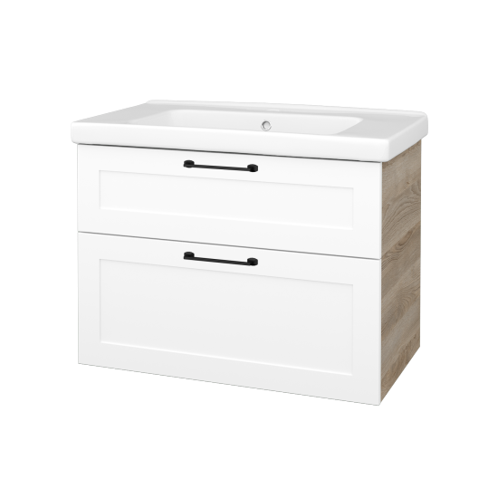 Umyvadlová skříňka PORTO SZZ2 80  - D17 Colorado - Úchytka T37 - L01 Bílá vysoký lesk