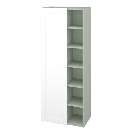 Vysoká koupelnová skříň PORTO SVDO6 60  - L20 Mint grey vysoký lesk - M01 Bílá mat - Levé