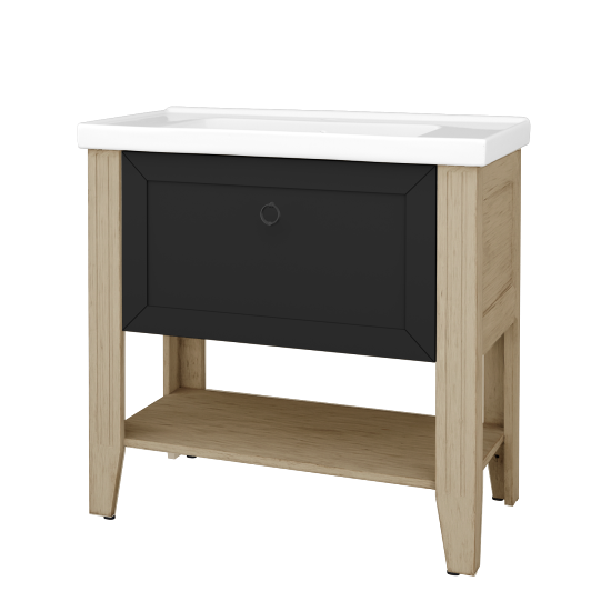 Skříňka pod umyvadlo ANTIK SUPZ 90  - M22 Cream mat patina - Úchytka T10 - L03 Antracit vysoký lesk