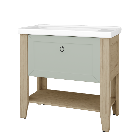 Skříňka pod umyvadlo ANTIK SUPZ 90  - M22 Cream mat patina - Úchytka T10 - L20 Mint grey vysoký lesk