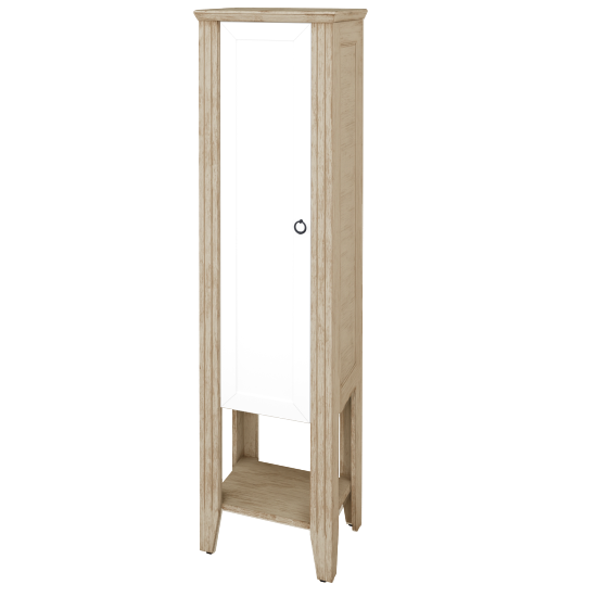 Vysoká koupelnová skříň ANTIK SVDP 53  - M22 Cream mat patina - Úchytka T10 - M01 Bílá mat - Levé