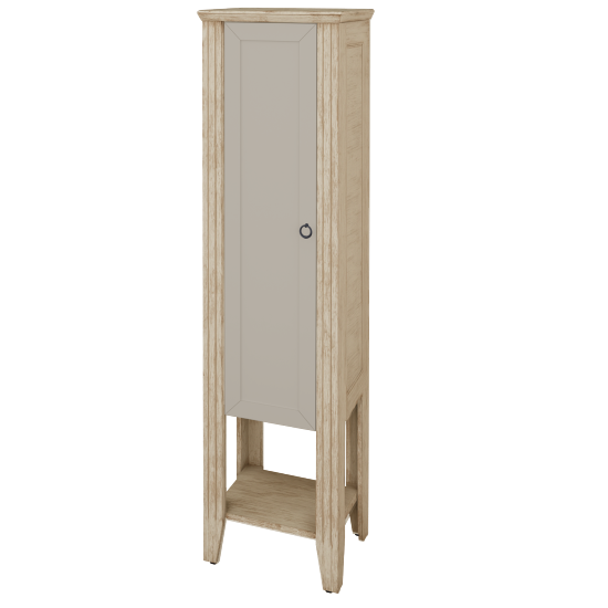Vysoká koupelnová skříň ANTIK SVDP 53  - M22 Cream mat patina - Úchytka T10 - L17 Černá vysoký lesk - Levé