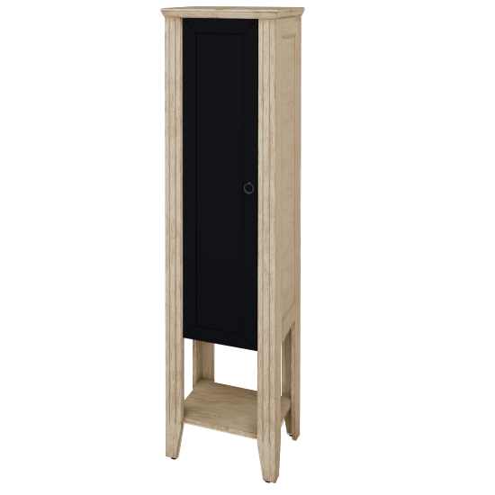 Vysoká koupelnová skříň ANTIK SVDP 53  - M22 Cream mat patina - Úchytka T10 - M17 Černá mat - Levé