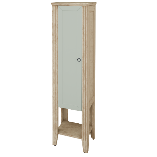 Vysoká koupelnová skříň ANTIK SVDP 53  - M22 Cream mat patina - Úchytka T10 - L20 Mint grey vysoký lesk - Levé