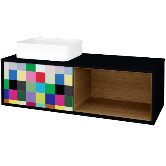 Skříňka pod umyvadlo ARTEO SZZOP 120 (umyvadlo Joy)  - M17 Černá mat - Individuální odstín dle RAL/NCS - Ne