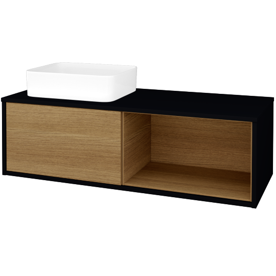 Skříňka pod umyvadlo ARTEO SZZOP 120 (umyvadlo Joy)  - M17 Černá mat - D29 Honey - Ne