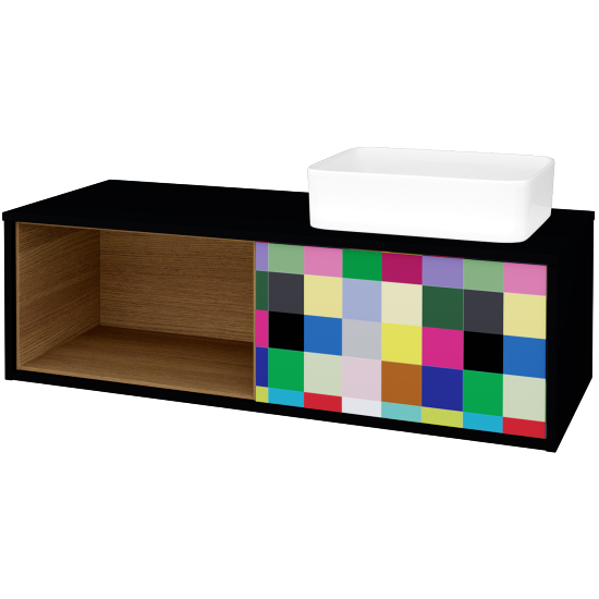 Skříňka pod umyvadlo ARTEO SZZOL 120 (umyvadlo Joy)  - M17 Černá mat - Individuální odstín dle RAL/NCS - Ne