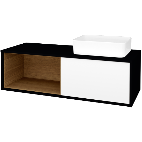 Skříňka pod umyvadlo ARTEO SZZOL 120 (umyvadlo Joy)  - M17 Černá mat - M01 Bílá mat - Ne