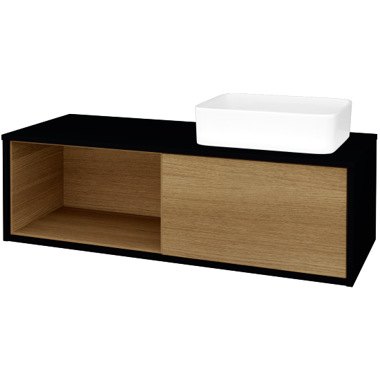 Skříňka pod umyvadlo ARTEO SZZOL 120 (umyvadlo Joy)  - M17 Černá mat - D29 Honey - Ne