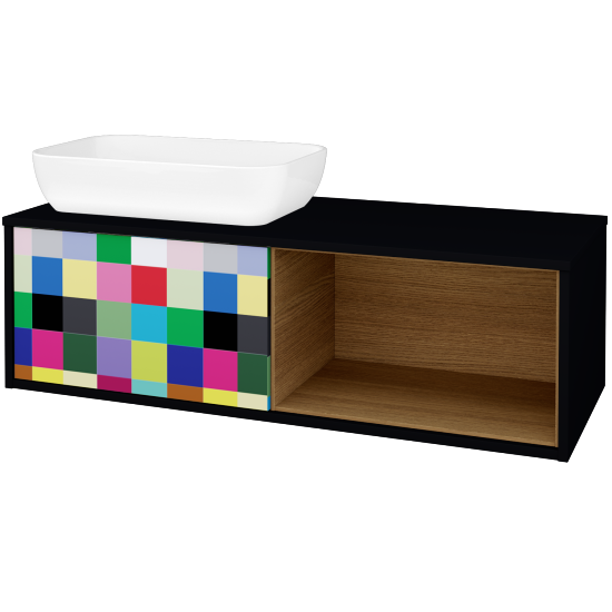 Skříňka pod umyvadlo ARTEO SZZOP 120 (umyvadlo Felis 1)  - M17 Černá mat - Individuální odstín dle RAL/NCS - Ne