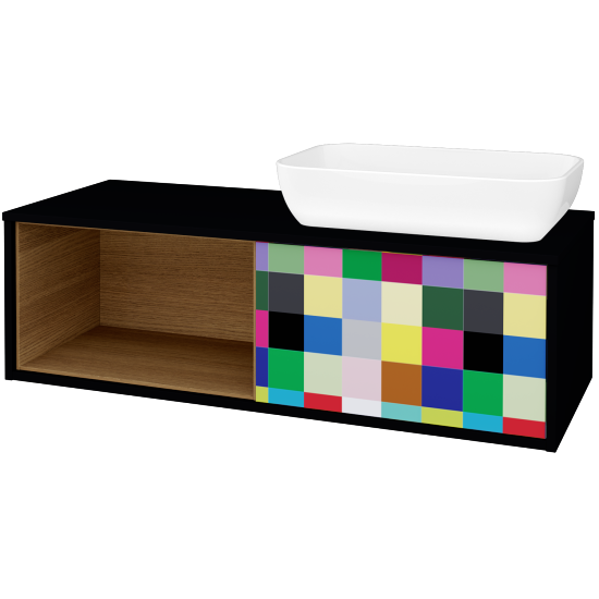 Skříňka pod umyvadlo ARTEO SZZOL 120 (umyvadlo Felis 1)  - M17 Černá mat - Individuální odstín dle RAL/NCS - Ne