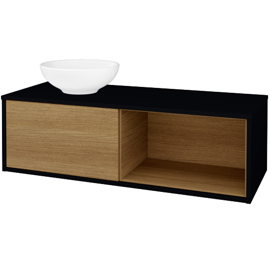 Skříňka pod umyvadlo ARTEO SZZOP 120 (umyvadlo Nikolo 1)  - M17 Černá mat - D29 Honey - Ne