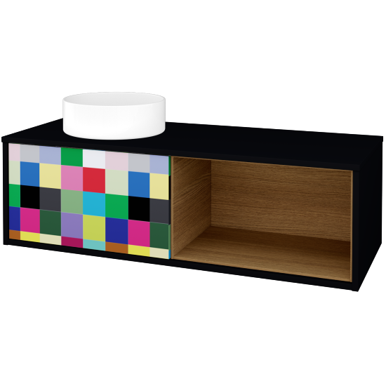 Skříňka pod umyvadlo ARTEO SZZOP 120 (umyvadlo Circo)  - M17 Černá mat - Individuální odstín dle RAL/NCS - Ne