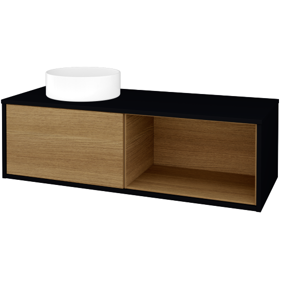 Skříňka pod umyvadlo ARTEO SZZOP 120 (umyvadlo Circo)  - M17 Černá mat - D29 Honey - Ne