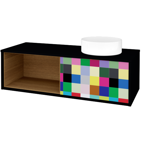 Skříňka pod umyvadlo ARTEO SZZOL 120 (umyvadlo Circo)  - M17 Černá mat - Individuální odstín dle RAL/NCS - Ne