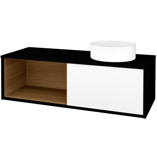 Skříňka pod umyvadlo ARTEO SZZOL 120 (umyvadlo Circo)  - M17 Černá mat - M01 Bílá mat - Ne