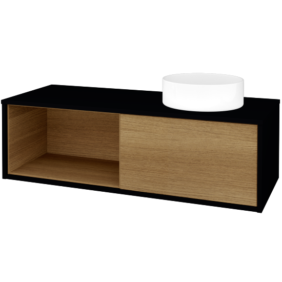 Skříňka pod umyvadlo ARTEO SZZOL 120 (umyvadlo Circo)  - M17 Černá mat - D29 Honey - Ne