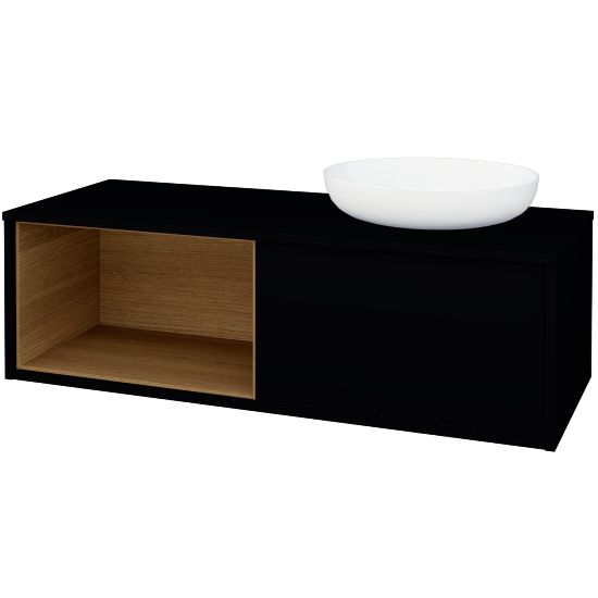 Skříňka pod umyvadlo ARTEO SZZOL 120 /pro umyvadlo Kaldewei Miena)  - M17 Černá mat - M17 Černá mat - Ne