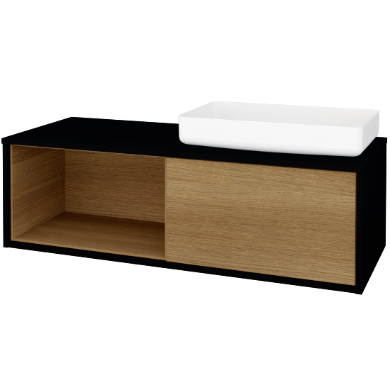 Skříňka pod umyvadlo ARTEO SZZOL 120 (pro umyvadlo Kaldewei Miena)  - M17 Černá mat - D29 Honey - Ne