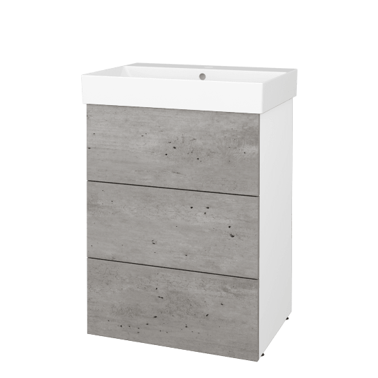 Skříňka pod umyvadlo FLOOR SUZ3 60  - L01 Bílá vysoký lesk - D01 Beton - Ne