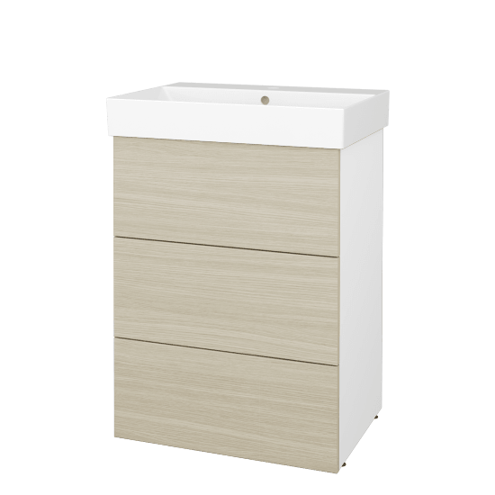Skříňka pod umyvadlo FLOOR SUZ3 60  - L01 Bílá vysoký lesk - D04 Dub - Ne
