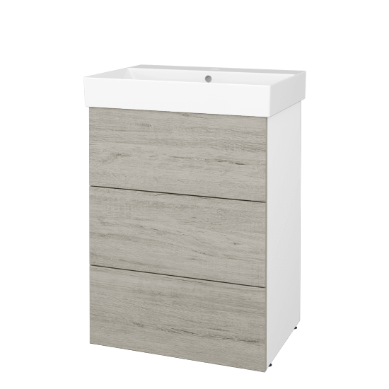 Skříňka pod umyvadlo FLOOR SUZ3 60  - L01 Bílá vysoký lesk - D05 Oregon
